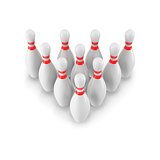 Group of Bowling Pins Isolated on White Background. 3D rendering