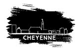 Cheyenne Skyline Silhouette. Hand Drawn Sketch.