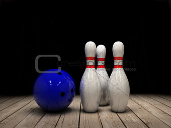 Bowling ball and pins background