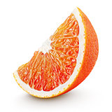 wedge of blood red orange citrus fruit isolated on white