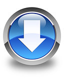 Download arrow icon glossy blue round button