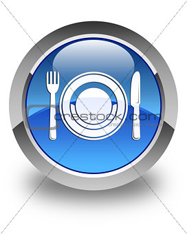 Food plate icon glossy blue round button