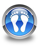 Footprint icon glossy blue round button