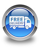 Free delivery truck icon glossy blue round button