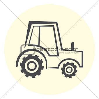 Cute outline tractor icon