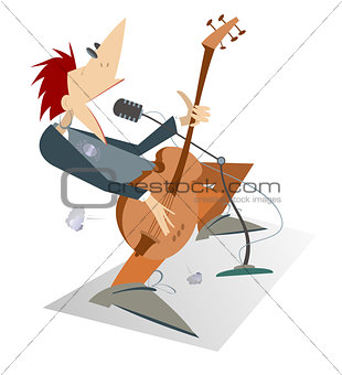 Let be where rock. Cartoon man is playing guitar isolated