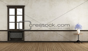 Empty retro room with window