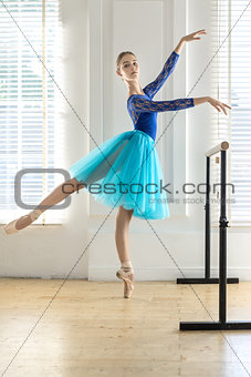 Ballerina is training in hall