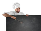 Chef with ladle and board