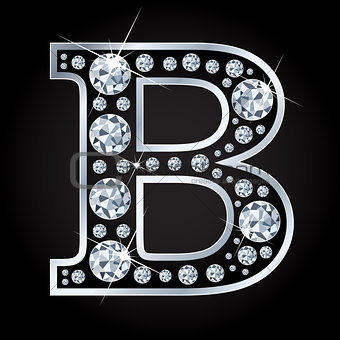 B vector letter made with diamonds isolated on black background