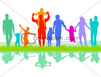 Cheerful parents group with children