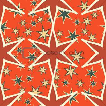 Orange Seamless stars pattern Print