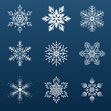 set of white snowflakes for decorating