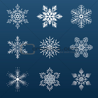set of white snowflakes for decorating