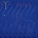 Zodiac sign Aries contour on the starry sky