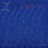Zodiac sign Gemini contour on the starry sky