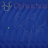 Alternative Zodiac sign Ophiuchus contour on the starry sky