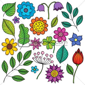 Drawings of flowers and leaves theme 2