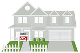 House Sold with For Sale Sign Color Illustration