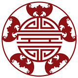 Chinese Longevity Five Blessings Symbols Illustration