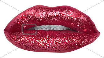 Red Lips with Glitter