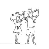 Happy family with children on shoulders