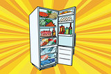 Home refrigerator filled with food