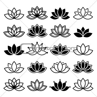 Lotus flower design, set, Yoga vector abstract collection