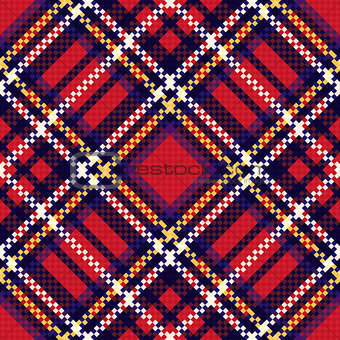 Diagonal seamless checkered pattern in red and blue