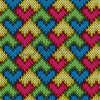 Knitting seamless patchwork heart pattern