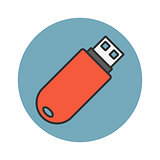 Flash drive flat line icon