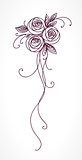 Roses. Stylized flower bouquet hand drawing