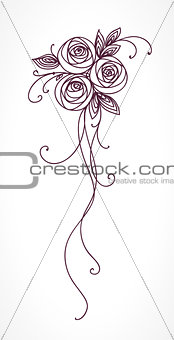 Roses. Stylized flower bouquet hand drawing