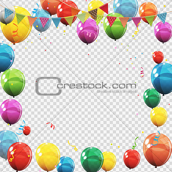 Group of Colour Glossy Helium Balloons Isolated on Transperent  
