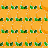 Seamless pattern with peach fruits in flat style