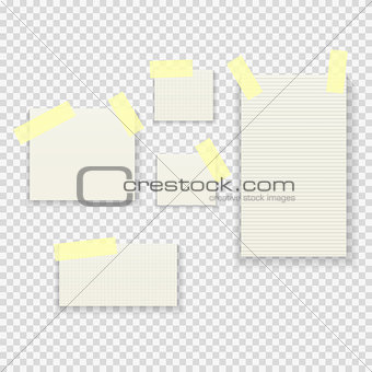 Sticky Paper Notes Pack Collection Set on Transparent Background  Vector Illustration 
