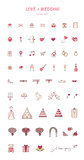 Love and wedding decorative icons.
