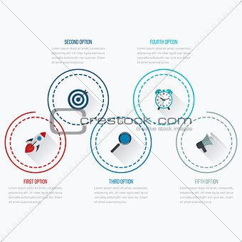 Infographics template five options with circle