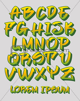 Graffiti font 3D - Hand written - Vector alphabet