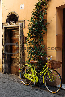 Bycicle in old street in Rome, Italy