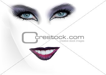 Woman Fashion Eyes Makeup and Red Lips