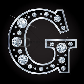 G vector letter made with diamonds isolated on black background