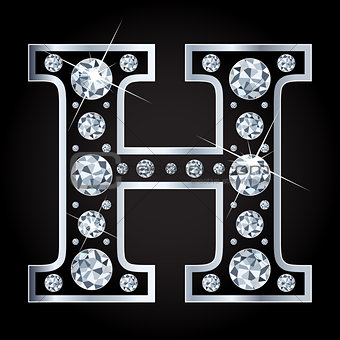 H vector letter made with diamonds isolated on black background
