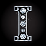 I vector letter made with diamonds isolated on black background