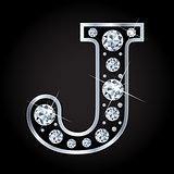 J vector letter made with diamonds isolated on black background