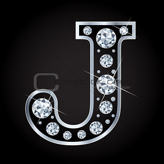 J vector letter made with diamonds isolated on black background
