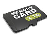MicroSD memory card, front view 2 TB. 3D