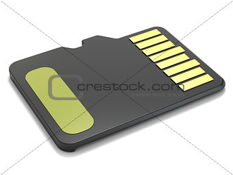 MicroSD memory card, back view. 3D