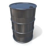 3D illustration of black oil barrel