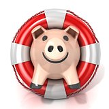Piggy bank with lifebuoy